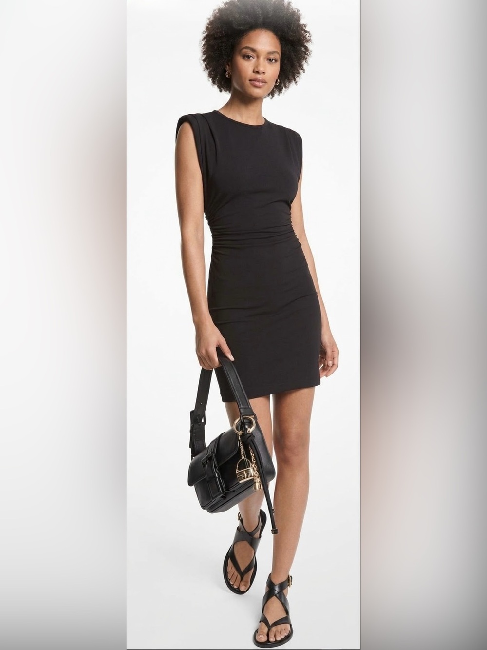 MICHAEL Michael Kors Black Sleeveless Ruched Waist Mini Dress